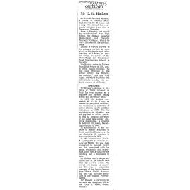 Obituary: Mr D G Hudson