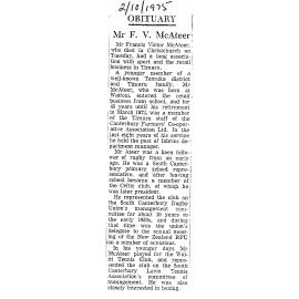 Obituary Mr F V McAteer