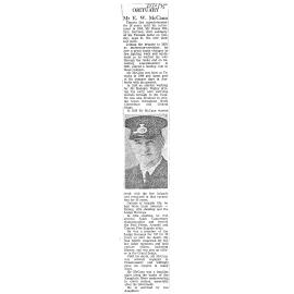 Obituary: Mr E W McCann