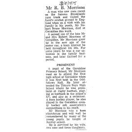 Obituary: Mr R B Morrison