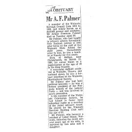 Obituary: Mr A F Palmer