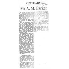 Obituary: Mr A M Parker