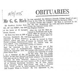 Obituary: Mr G G Rich