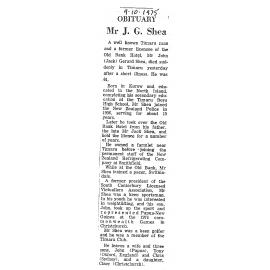 Obituary: Mr J G Shea