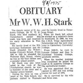 Obituary: Mr W W H Stark