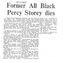 Obituary: Percy Storey, Former All Black Percy Storey dies
