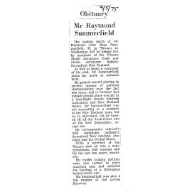 Obituary: Mr Raymond Summerfield