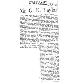 Obituary: Mr G K Taylor