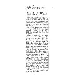 Obituary: Mr J J Wain