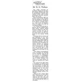 Obituary: Dr D G Wallace