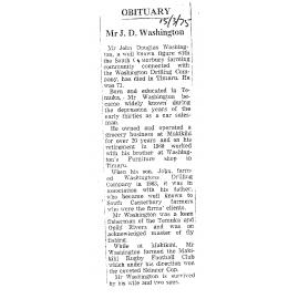 Obituary: Mr J D Washington