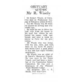 Obituary: Mr R Wisely