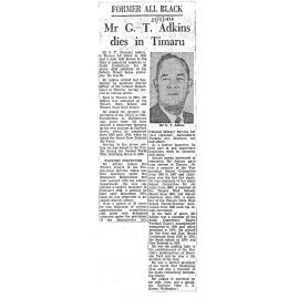Obituary: Former All Black, Mr G T Adkins dies in Timaru