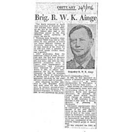 Obituary: Brig R W K Ainge