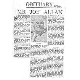 Obituary: Mr Joe Allan