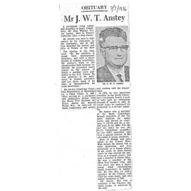 Obituary: Mr J W T Anstey