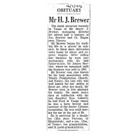 Obituary: Mr H J Brewer