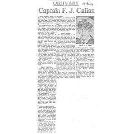 Obituary: Capt F J Callan