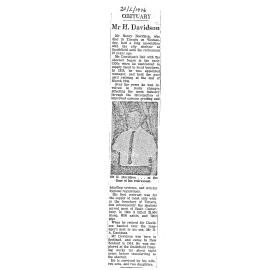 Obituary: Mr H Davidson