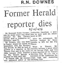 Obituary: R N Downes, Former Herald reporter dies