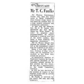 Obituary: Mr T C Faulks