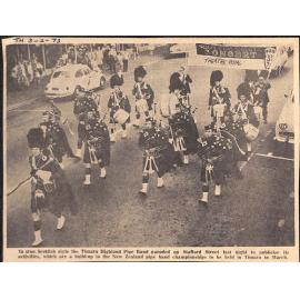 Timaru Highland Band parade up Stafford Street