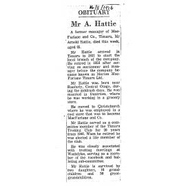Obituary: Mr A Hattie