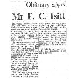 Obituary: Mr F C Isitt