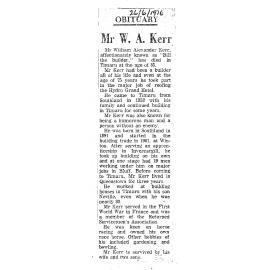 Obituary: Mr W A Kerr