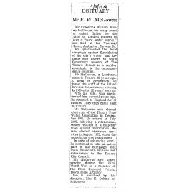 Obituary: Mr F W McGowan