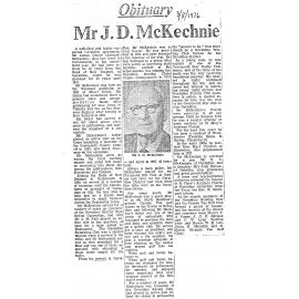 Obituary: Mr J D McKechnie