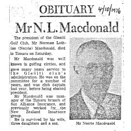 Obituary: Mr N L Macdonald