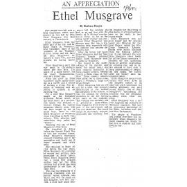 Obituary: Ethel Musgrave, An appreciation