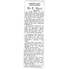 Obituary: Mr P Nicol