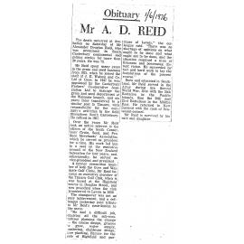 Obituary: Mr A D Reid