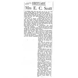 Obituary: Mrs E C Scott