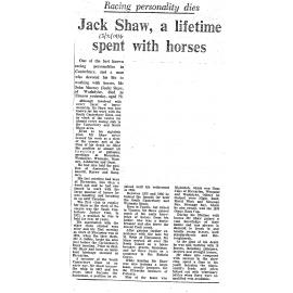Obituary: Jack Shaw, Racing personality dies, a lifetime spent with horses