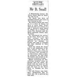 Obituary: Mr D Small
