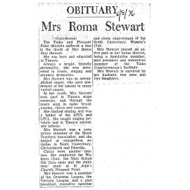 Obituary: Mrs Roma Stewart