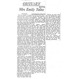 Obituary: Mrs Emily Taine
