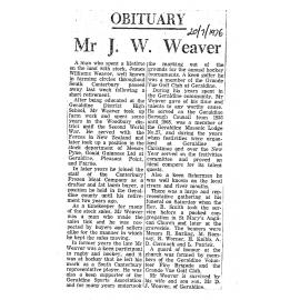 Obituary: Mr J W Weaver