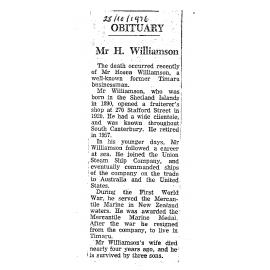 Obituary: Mr H Williamson