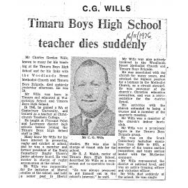 Obituary: C G Wills, TBHS teacher dies suddenly