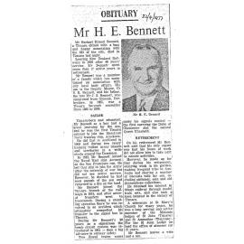 Obituary: Mr H E Bennett