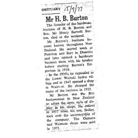 Obituary: Mr H B Burton