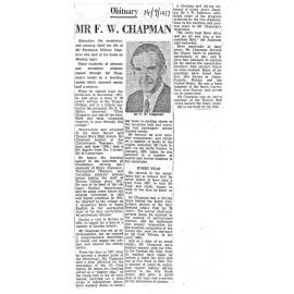 Obituary: Mr F W Chapman