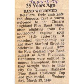 25 years ago: Band welcomed