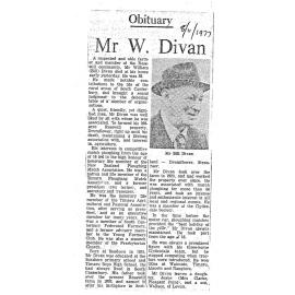 Obituary: Mr W Divan