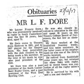 Obituary: Mr L F Dore