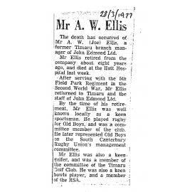 Obituary: Mr A W Ellis